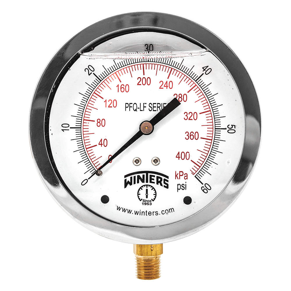 WINTERS INSTRUMENTS PFQ710LF Gauge Pressure 4 inch 0 to 60 psi | AH7HJA 36TW10