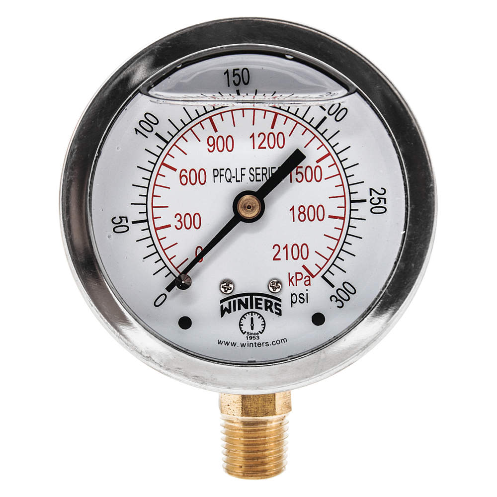 WINTERS INSTRUMENTS PFQ807LF Gauge Pressure 0 to 300 psi 2-1/2 Inch | AG9HHJ 20JN48