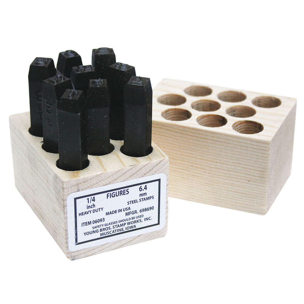 YOUNG BROS. STAMP WORKS 01093 Number Set 1/16 Inch H Steel | AA8JJK 18G338
