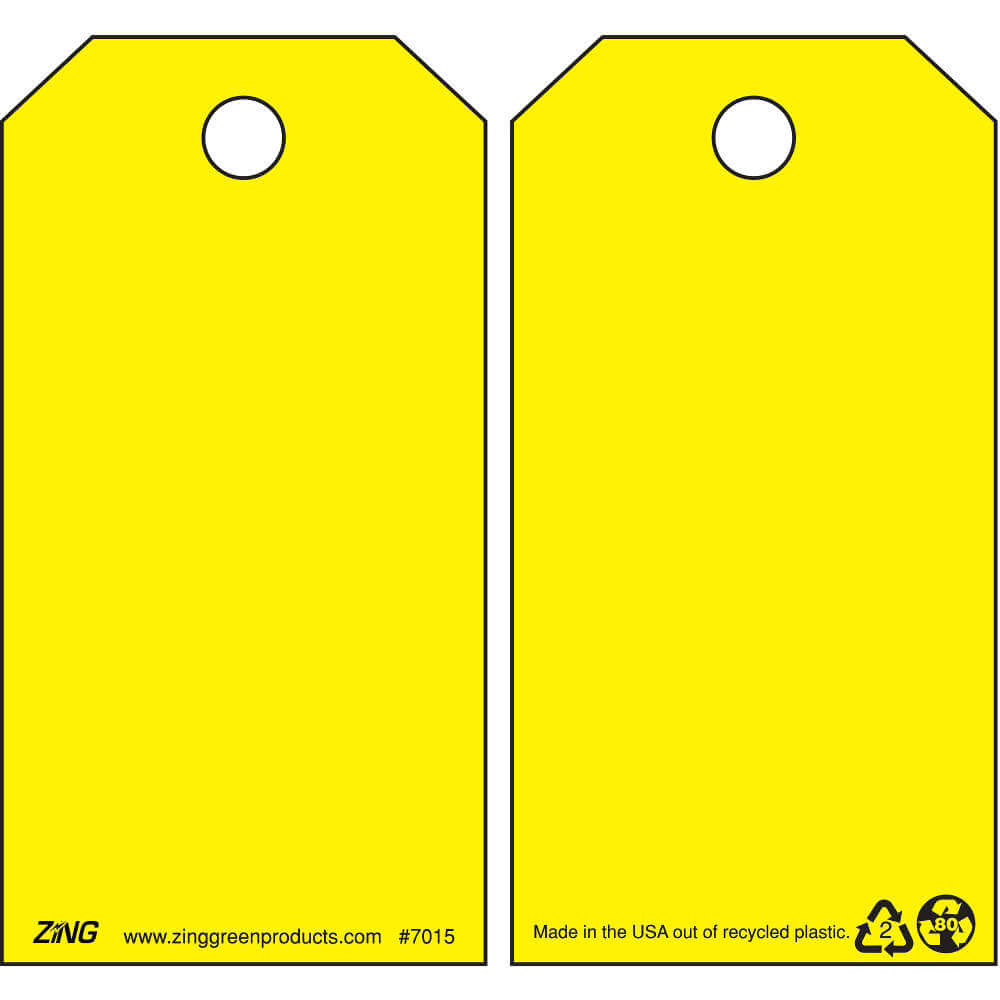 ZING 7015 Danger Tag 5-3/4 x 3 Inch Yellow Plastic - Pack Of 10 | AF6DND 9XV13