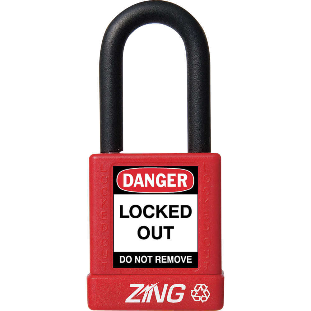 ZING 7031 Lockout Padlock Keyed Alike Red 1/4 Inch Shackle Diameter | AE8FLZ 6CXF8