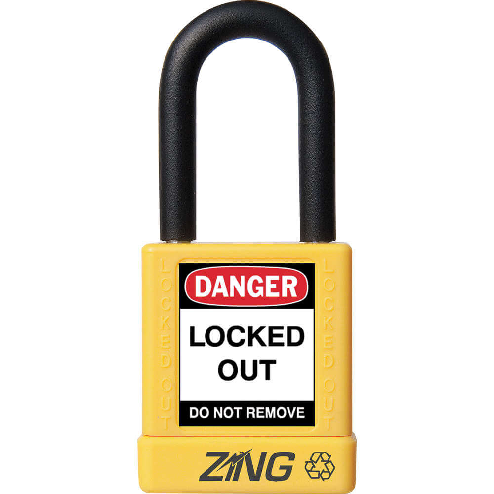 ZING 7039 Lockout Padlock Keyed Alike Yellow 1/4 Inch Diameter | AE8FMH 6CXG6