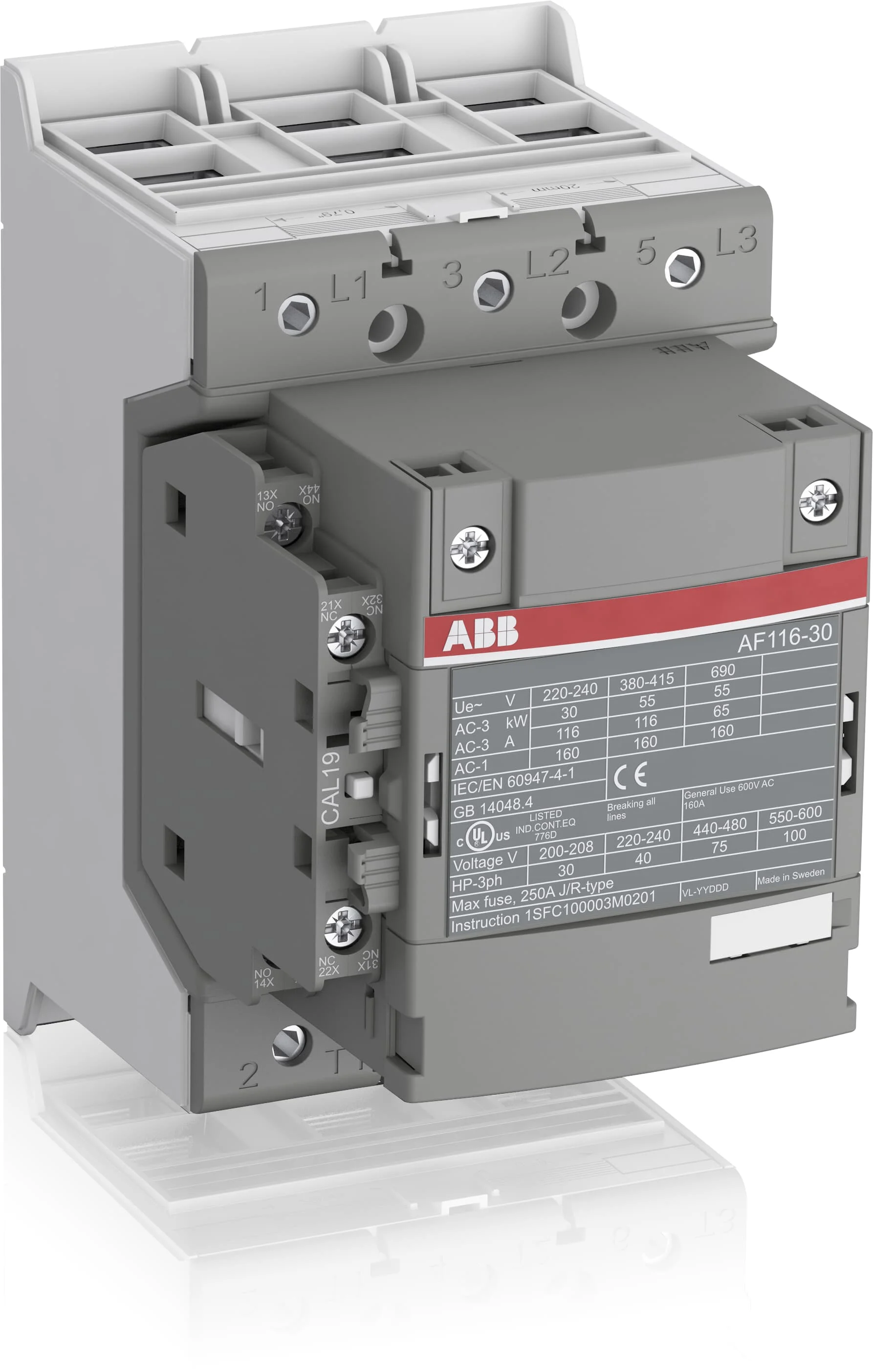 Contactor, 3 Pole, 50/60 Hz, 20 To 60 V