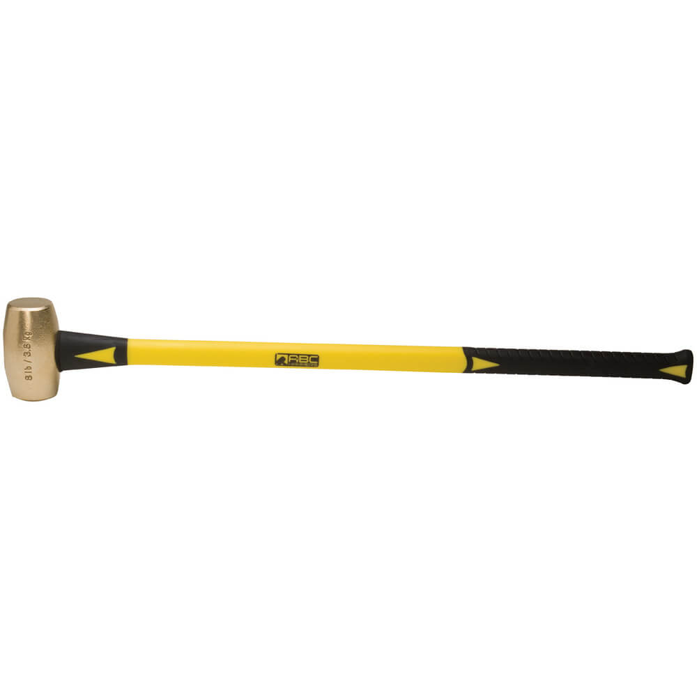 ABC HAMMERS ABC8BF Sledge Hammer, Brass, 8 lbs, 33 Inch Fiberglass Handle | AJ8BZN
