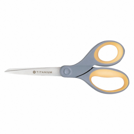 Scissors, Ambidextrous, 8 Inch Length, Straight, Titanium Bonded, Pointed, Yellow