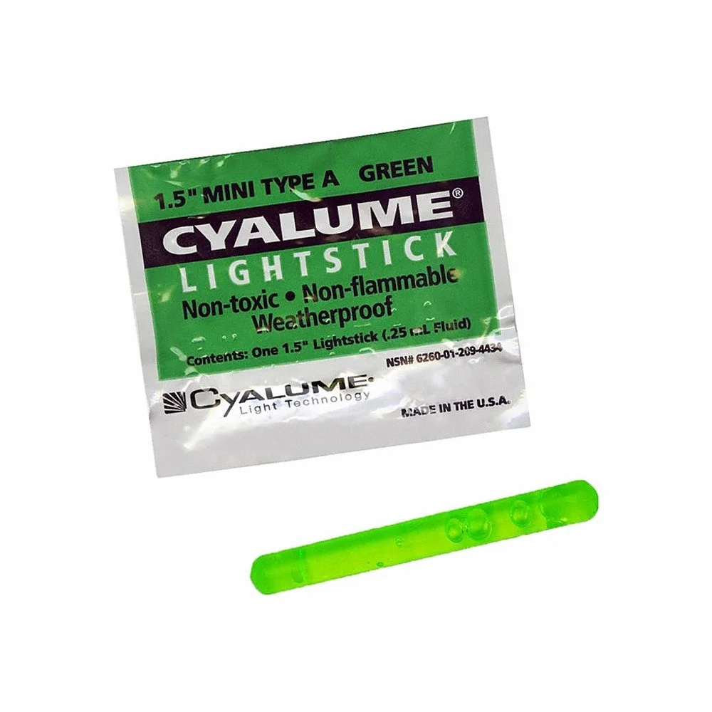 ABILITY ONE 6260-01-209-4434 Lightstick, 1 1/2 Inch Length, 4 hr Duration, 48 mo Shelf Life, Green, 50 PK | CN7YUX 29JL48