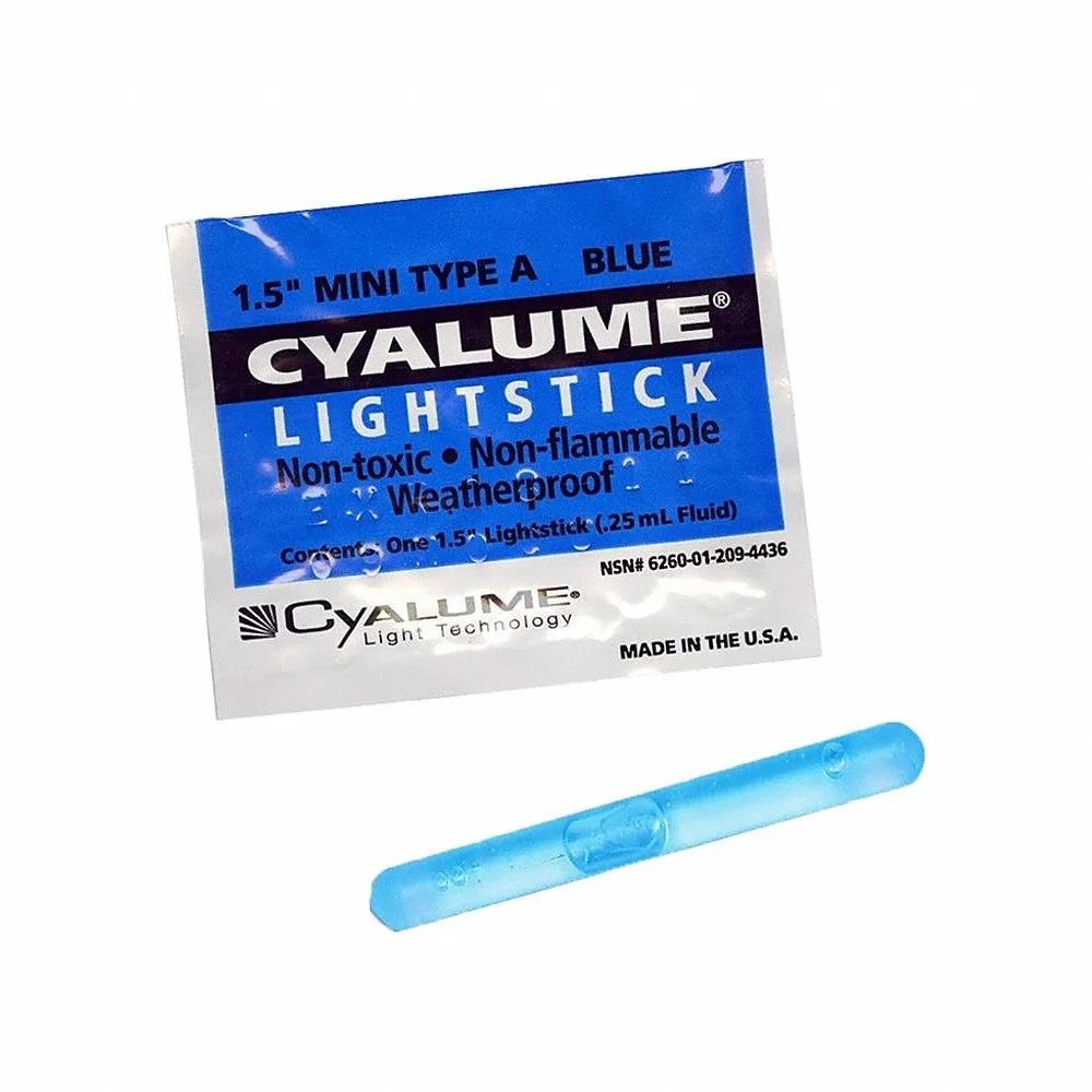 ABILITY ONE 6260-01-209-4436 Lightstick, 1 1/2 Inch Length, 4 hr Duration, 2 yr Shelf Life, Blue, 50 PK | CN7YUV 53YJ03