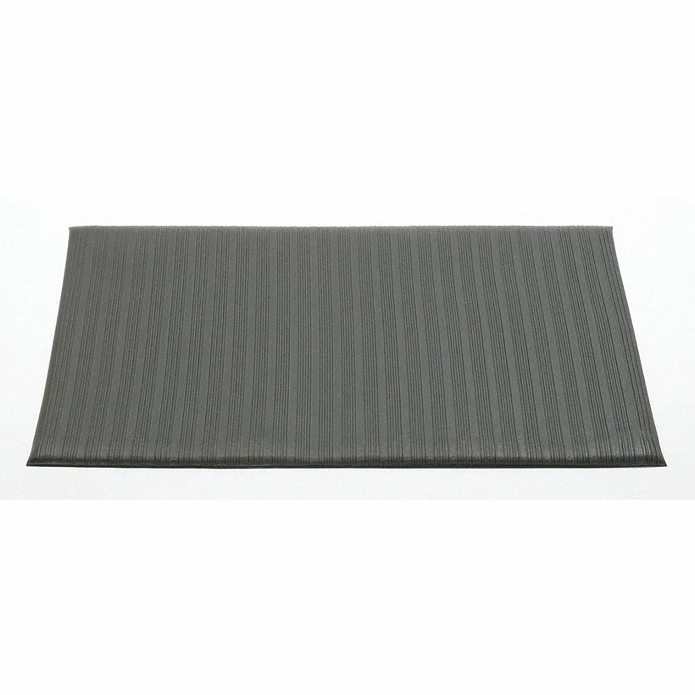 ABILITY ONE 7220-01-616-3623 Antifatigue Mat, Ribbed, 2 Ft X 3 Ft, 3/8 Inch Thick, Black, PVC Foam, Beveled Edge | CN7YCV 45EU20