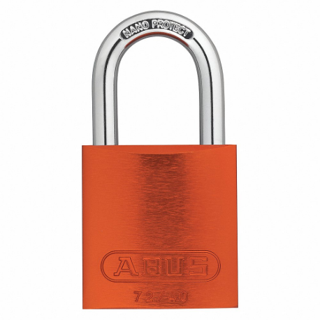 ABUS 09185 Keyed Padlock, Keyed Different, Aluminum, Std Body Body Size, Hardened Steel, Std, Orange | CN7ZHD 45WM37