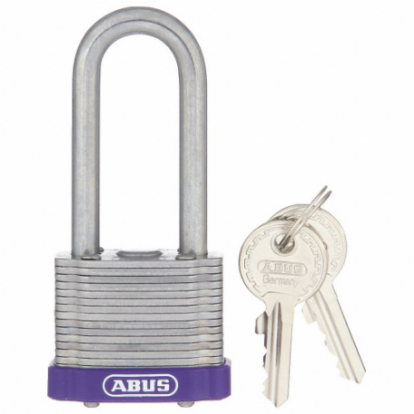 ABUS 19337 Keyed Padlock, Keyed Alike, Steel, Std Body Body Size, Hardened Steel, Extended, Purple | CN7ZKL 45WP49