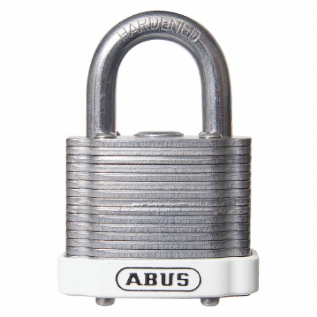 ABUS 19686 Keyed Padlock, Keyed Different, Steel, Std Body Body Size, Hardened Steel, Extended, White | CN7ZJN 45WN66