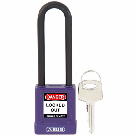 ABUS 20097 Keyed Padlock, Keyed Alike, Brass, Std Body Body Size, Hardened Steel, Extended, Purple | CN7ZGC 459T91