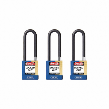 ABUS 20107 Keyed Padlock, Keyed Alike, Brass, Std Body Body Size, Hardened Steel, Extended, Blue | CN7ZGA 459U02