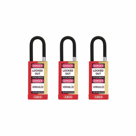 ABUS 20175 Keyed Padlock, Keyed Different, Brass, Long Body Body Size, Hardened Steel, Std, Red | CN7ZKN 459U63