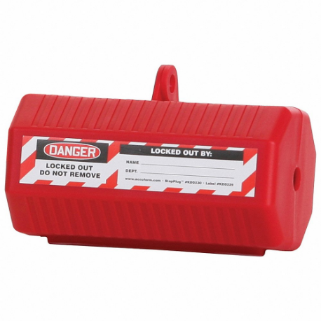 Plug Lockout, 1 Inch Size Max Cord Dia, Multiple Plug Type, Red