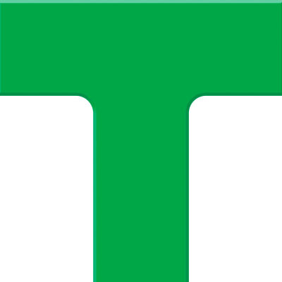 ACCUFORM SIGNS PTP207GN Floor Marking Tape, T-Corner, 15 x 15 cm Size, Green | CF4EVX AFPTP207GN