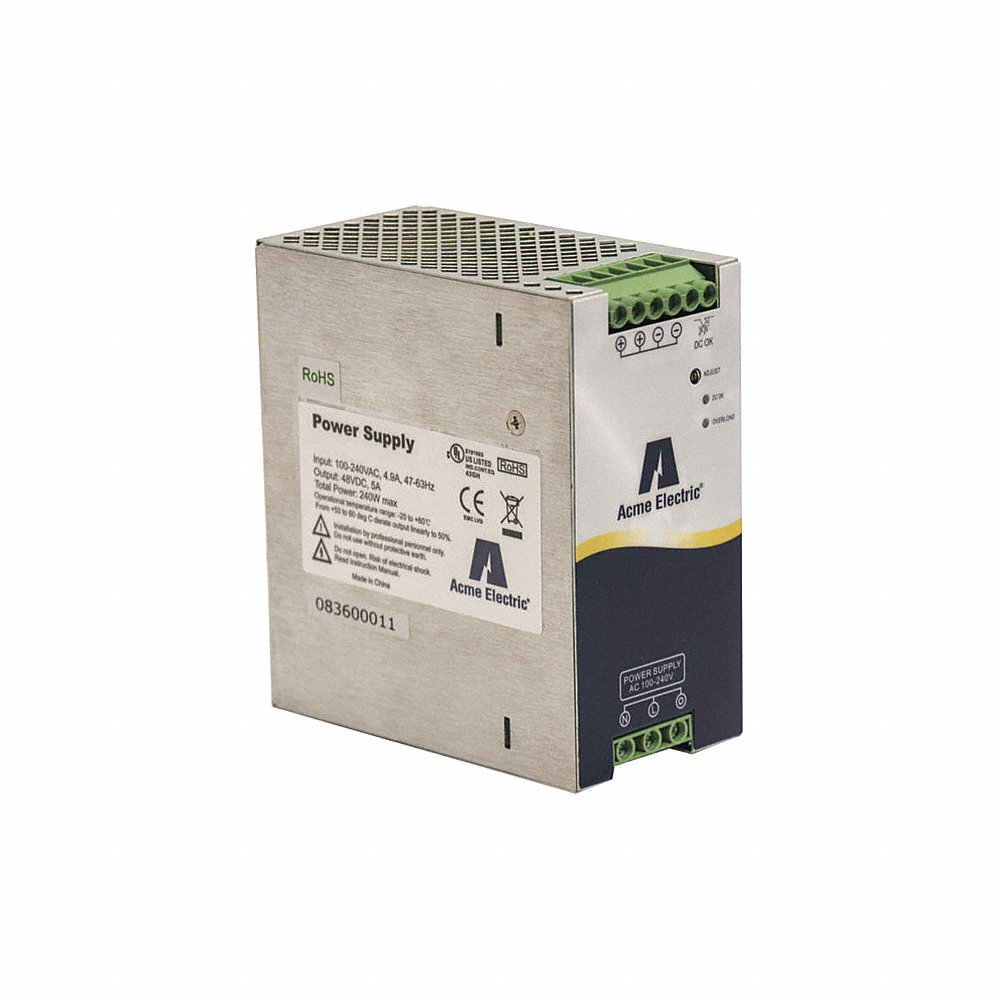 ACME ELECTRIC DM124033S Power Supply, DIN Rail, Single Phase, 80W, 24V, Slim Line | BC7ZFE