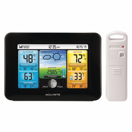 ACURITE 02077M Wireless Weather Station, AcuRite, 2 Pieces, Backlit Color LCD, 330 ft Range | CN8BMU 53DR06
