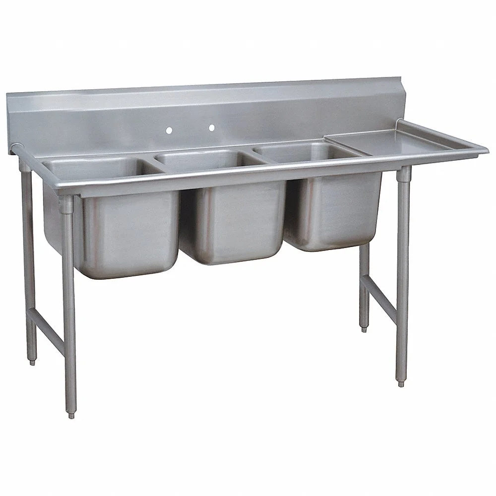 Regaline Sink with Left Drain Board, 37 Inch Work Surface Height, 83 Inch Overall Length