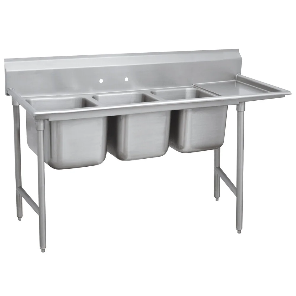 ADVANCE TABCO 93-83-60-24R Regaline Sink, 3-Cpt., Right-Hand, 28 Inch F-To-B X 20 Inch | CD7PEK