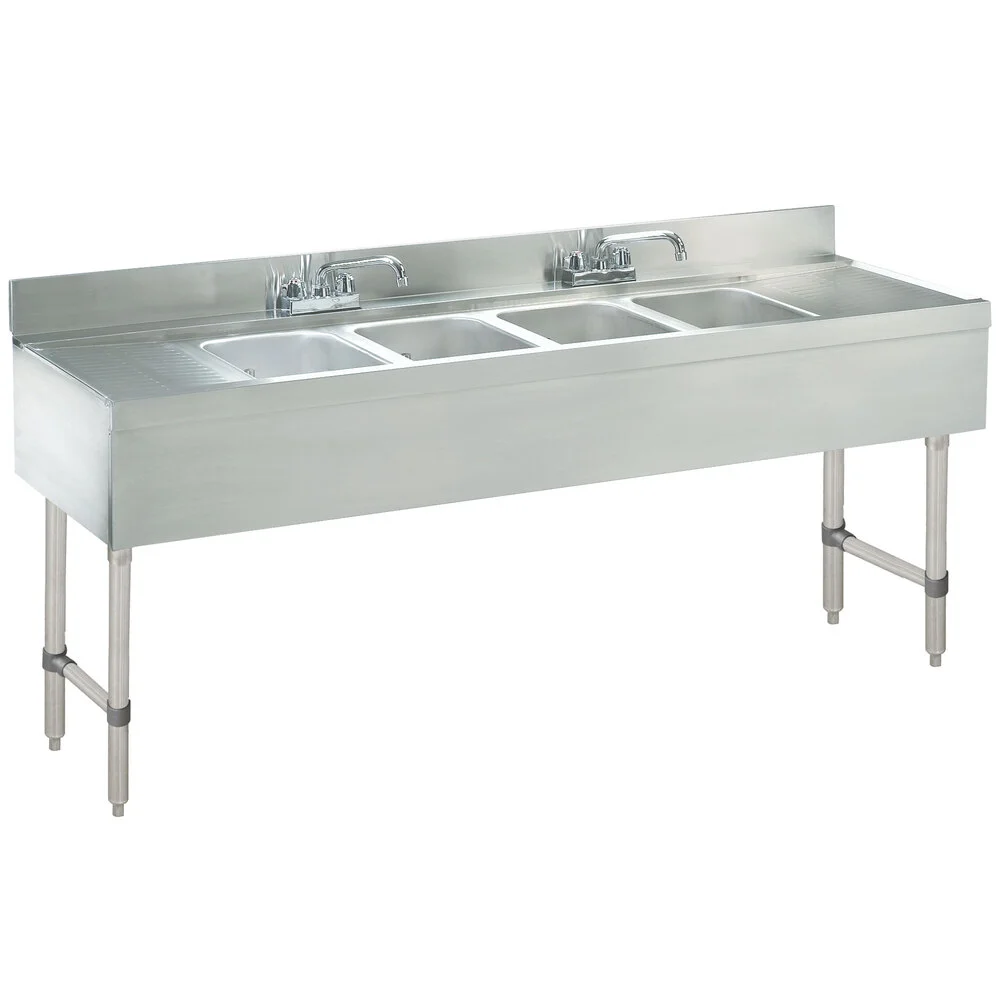 ADVANCE TABCO CRB-84C Sink Unit, 4-Cpt., 96 X 21 X 33 Inch Overall Size | CD7QLP
