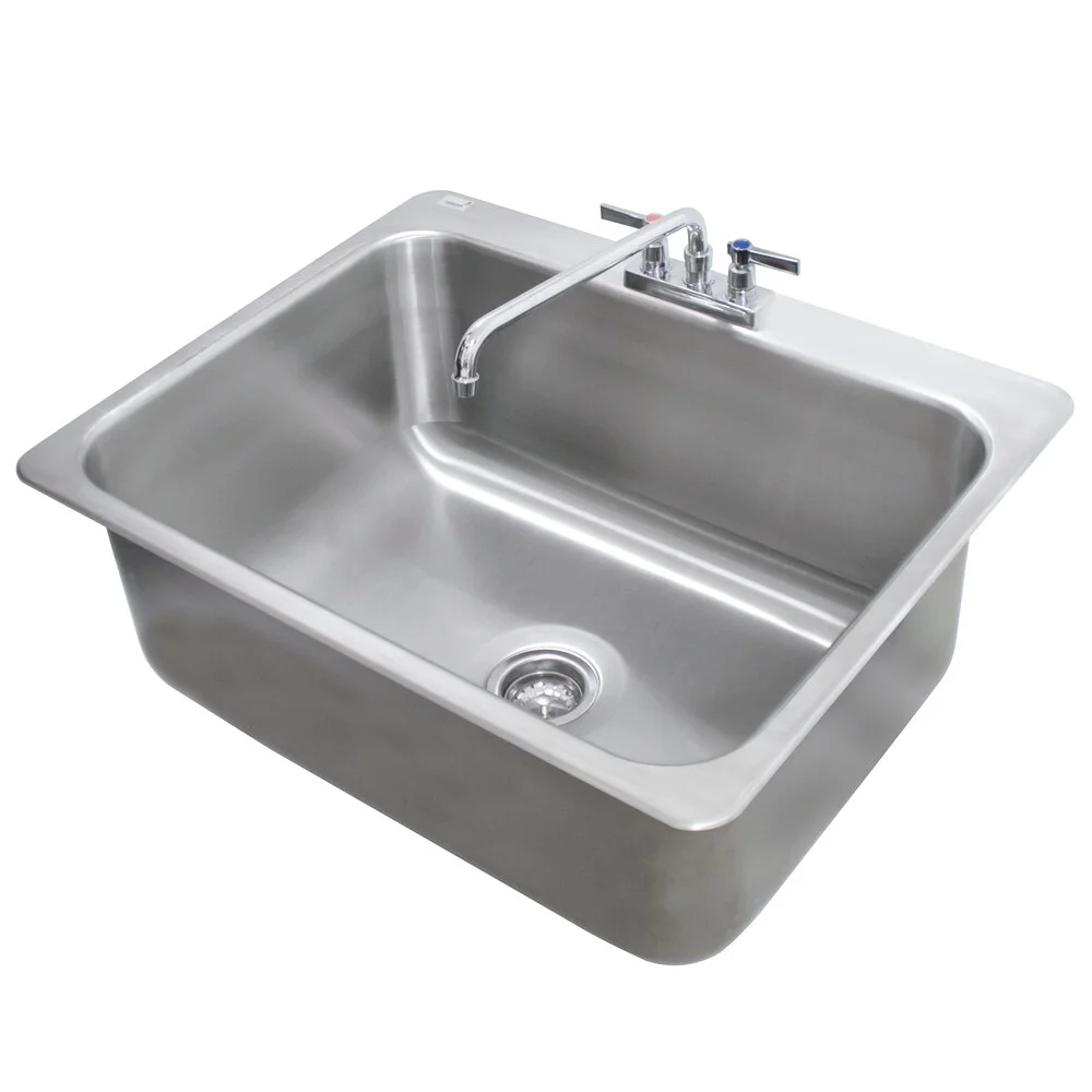 ADVANCE TABCO DI-1-208 Drop-In Sink, 1-Cpt., 20 X 16 Inch D F-To-B X 8 Inch D Bowl | CD7QTY