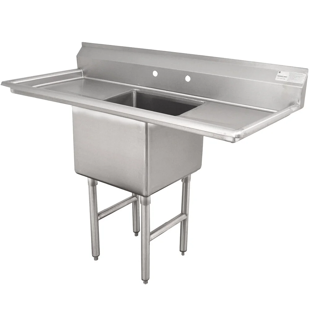 ADVANCE TABCO FC-1-1818-24RL Fabricated Sink, 1-Cpt., 24 Inch R And L Drainboards, Size 18 X 18 X 14 Inch, 16 Ga 304 Ss | CD7TPH