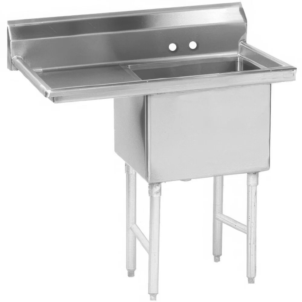 ADVANCE TABCO FS-1-1620-18L Fabricated Sink, 1-Cpt., 18 Inch L Drainboard, Size 16 X 20 X 14 Inch, 14 Ga 304 Ss | CD7UDK