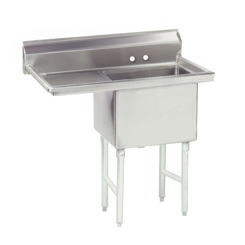 ADVANCE TABCO FS-1-2424-18L Fabricated Sink, 1-Cpt., 18 Inch L Drainboard, Size 24 X 24 X 14 Inch, 14 Ga 304 Ss | CD7UEA