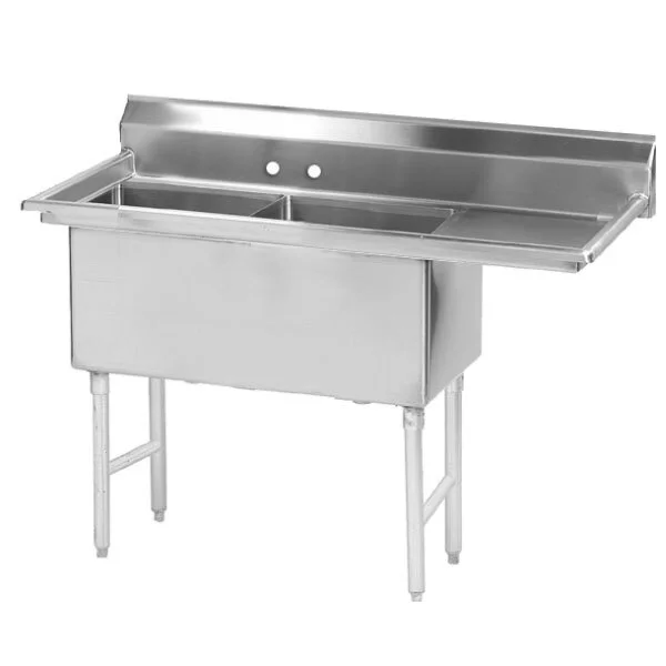 ADVANCE TABCO FS-2-1524-24R Fabricated Sink, 2-Cpt., 24 Inch R Drainboard, Size 15 X 24 X 14 Inch, 14 Ga 304 Ss | CD7UEU