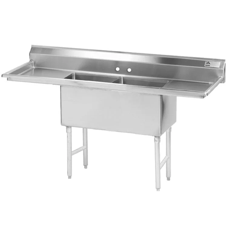 ADVANCE TABCO FS-2-1524-24RL Fabricated Sink, 2-Cpt., 24 Inch R And L Drainboards, Size 15 X 24 X 14 Inch, 14 Ga 304 Ss | CD7UEV