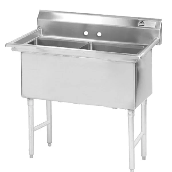 ADVANCE TABCO FS-2-1620 Fabricated Sink, 2-Cpt., No Drainboard, Size 16 X 20 X 14 Inch, 14 Ga 304 Ss | CD7UEW