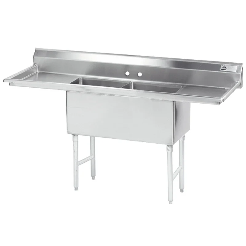 ADVANCE TABCO FS-2-1824-18RL Fabricated Sink, 2-Cpt., 18 Inch R And L Drainboards, Size 18 X 24 X 14 Inch, 14 Ga 304 Ss | CD7UFH