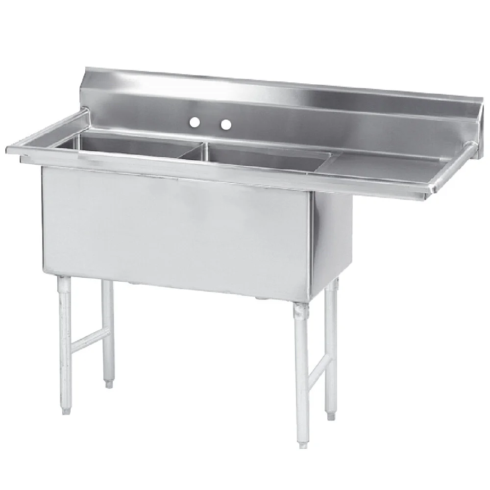 ADVANCE TABCO FS-2-2424-18R Fabricated Sink, 2-Cpt., 18 Inch R Drainboard, Size 24 X 24 X 14 Inch, 14 Ga 304 Ss | CD7UFQ