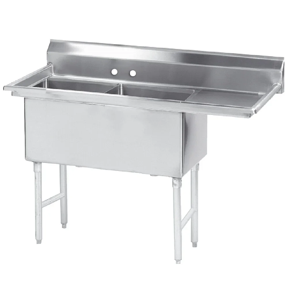 ADVANCE TABCO FS-2-3024-24R Fabricated Sink, 2-Cpt., 24 Inch R Drainboard, Size 30 X 24 X 14 Inch, 14 Ga 304 Ss | CD7UFY