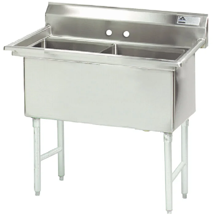 ADVANCE TABCO FS-2-3024 Fabricated Sink, 2-Cpt., No Drainboard, Size 30 X 24 X 14 Inch, 14 Ga 304 Ss | CD7UFW
