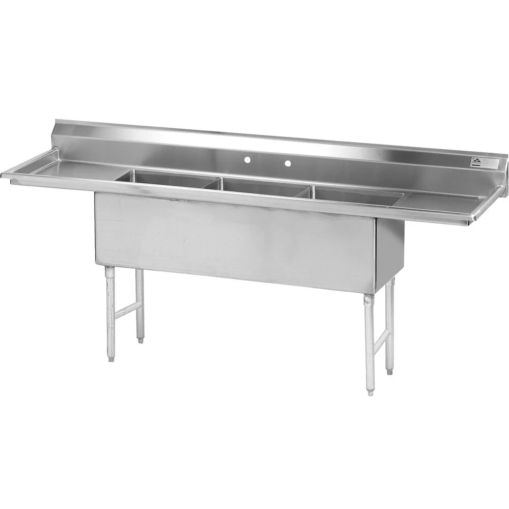 ADVANCE TABCO FS-3-1620-36RL Fabricated Sink, 3-Cpt., 36 Inch R And L Drainboards, Size 16 X 20 X 14 Inch, 14 Ga 304 Ss | CD7UGM