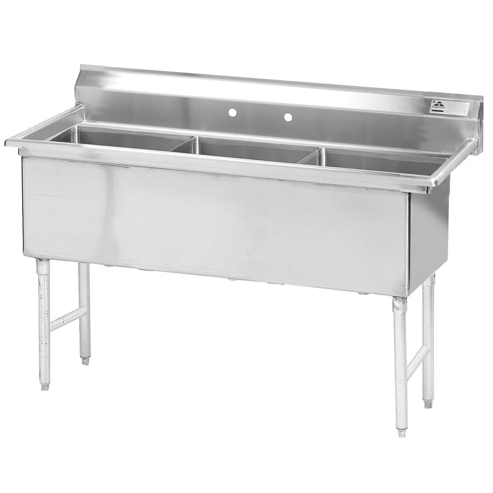 ADVANCE TABCO FS-3-1620 Fabricated Sink, 3-Cpt., No Drainboard, Size 16 X 20 X 14 Inch, 14 Ga 304 Ss | CD7UGG
