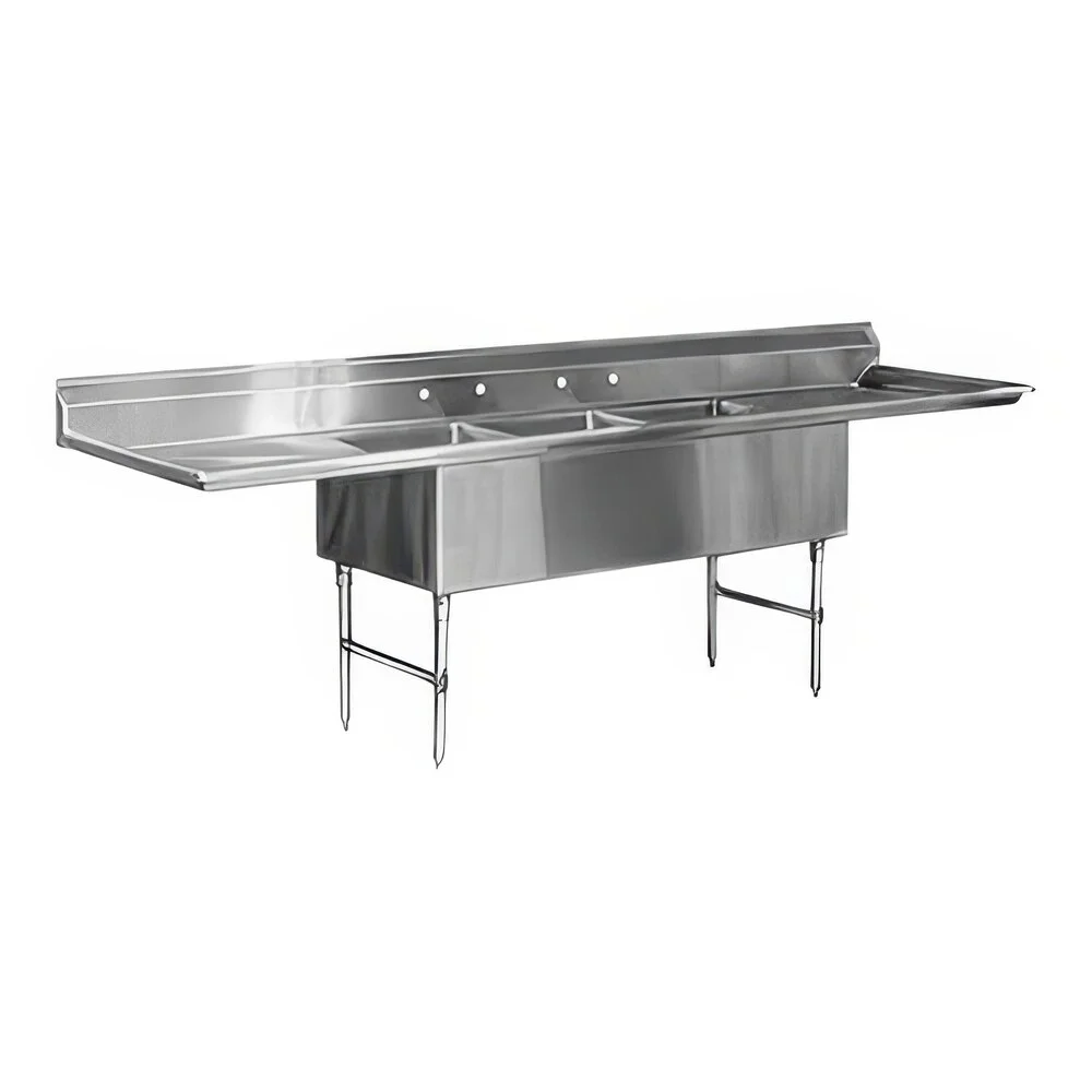 ADVANCE TABCO FS-3-3030-24RL Fabricated Sink, 3-Cpt., 24 Inch R And L Drainboards, Size 30 X 30 X 14 Inch, 14 Ga 304 Ss | CD7UJK