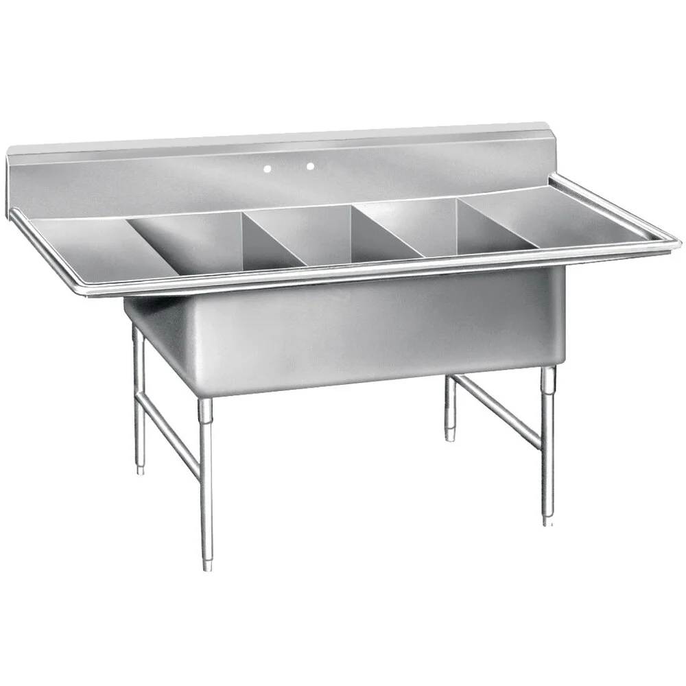 ADVANCE TABCO K7-3-1432-18RL Super Size Fabricated Sink, 3-Cpt., 32 Inch F-To-B X 14 Inch W Sink Compartment | CD7VVY
