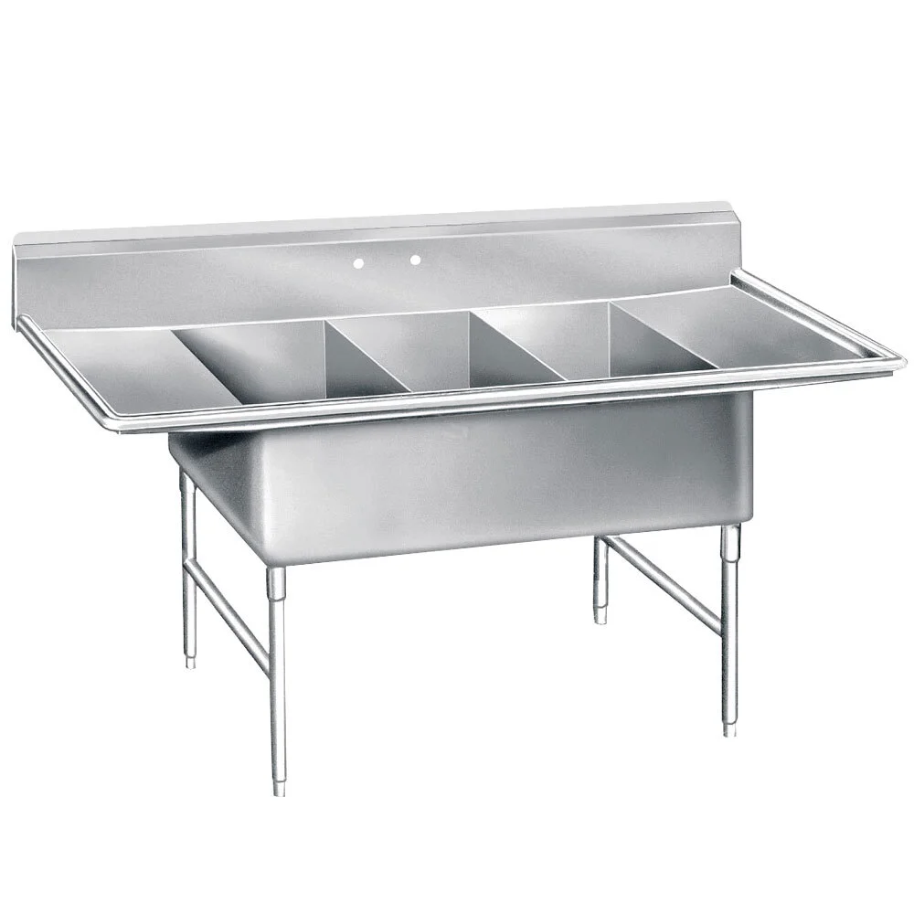 ADVANCE TABCO K7-3-3024-24RL Super Size Fabricated Sink, 3-Cpt., 24 Inch F-To-B X 30 Inch W Sink Compartment | CD7VWB