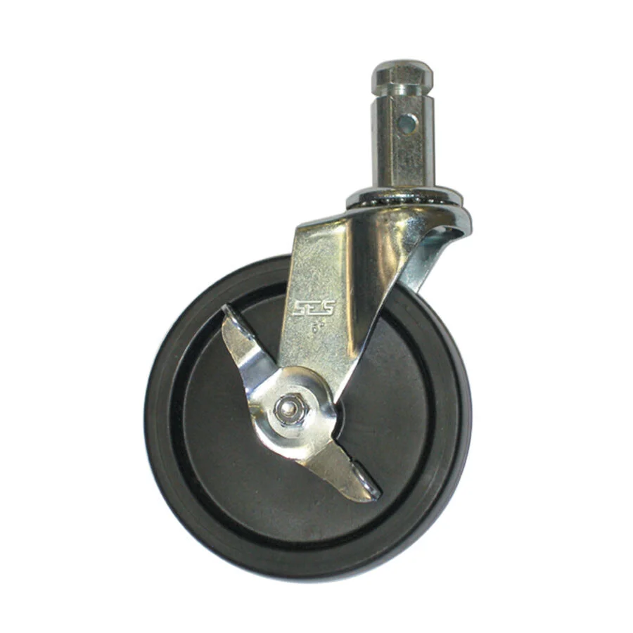 Stem Caster With Brake, Heavy Duty, 5 Inch Diameter