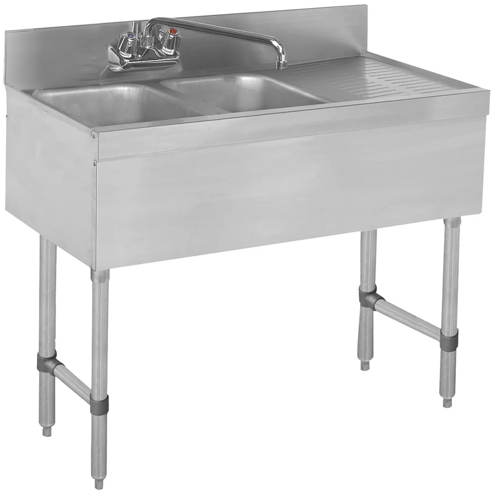 ADVANCE TABCO SLB-42L Special Value Sink Unit, 2-Cpt., 48 X 18 X 33 Inch Overall Size | CD7YKC