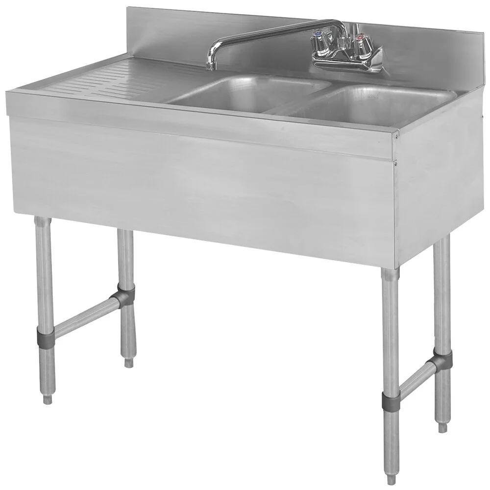 ADVANCE TABCO SLB-42R Special Value Sink Unit, 2-Cpt., 48 X 18 X 33 Inch Overall Size | CD7YKD