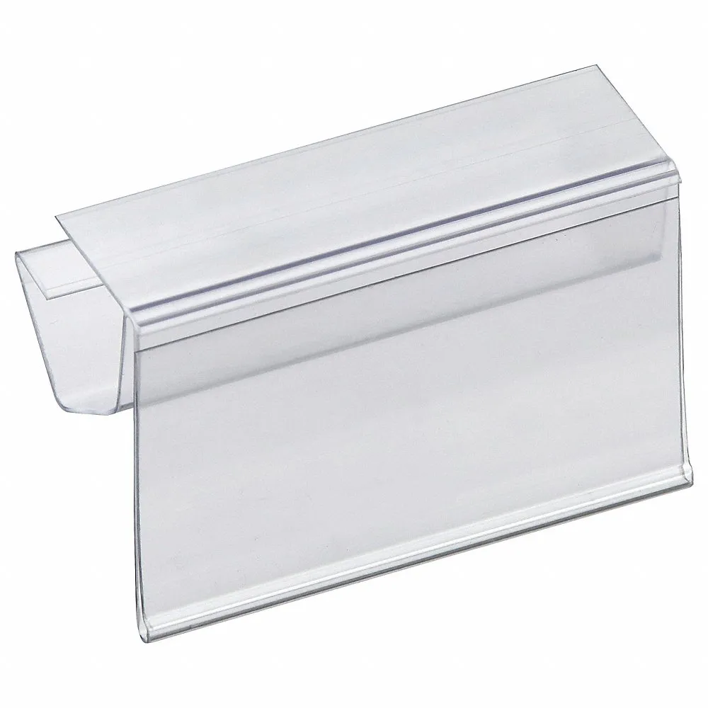 Label Holder, 3 Inch x 1 1/2 Inch, Clear, Slide-In, 25 Label Holders, Snap-On