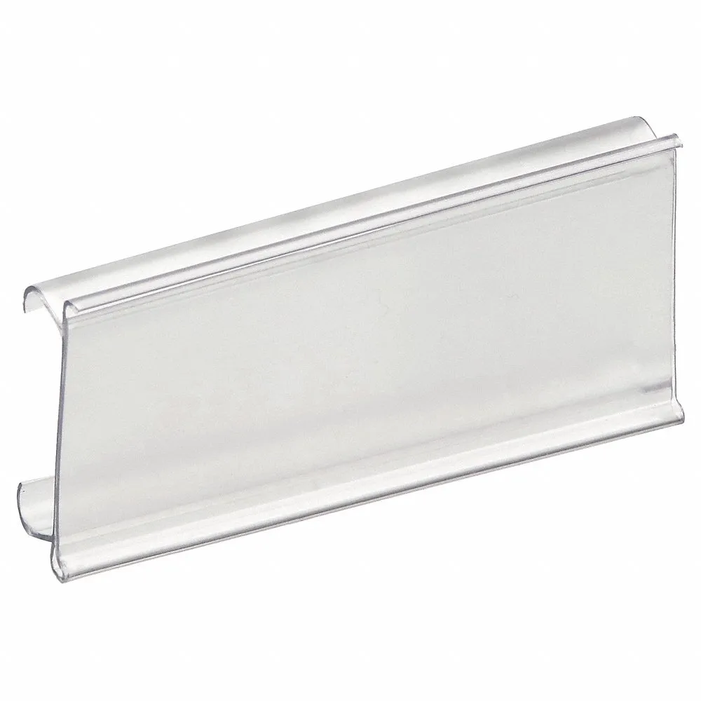 Label Holder, 3 Inch x 1 1/4 Inch, Clear, Slide-In, 25 Label Holders, Snap-On, Plastic