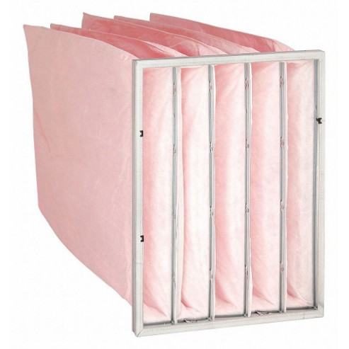 Pocket Air Filter, 24 x 20 x 22 Inch Nominal Filter Size, Pink, Synthetic, 5 Pockets, 150 Deg. Max Temp