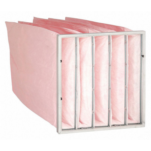 Pocket Air Filter, 20 x 20 x 22 Inch Nominal Filter Size, Pink, Synthetic, 5 Pockets, 190 Deg. Max Temp