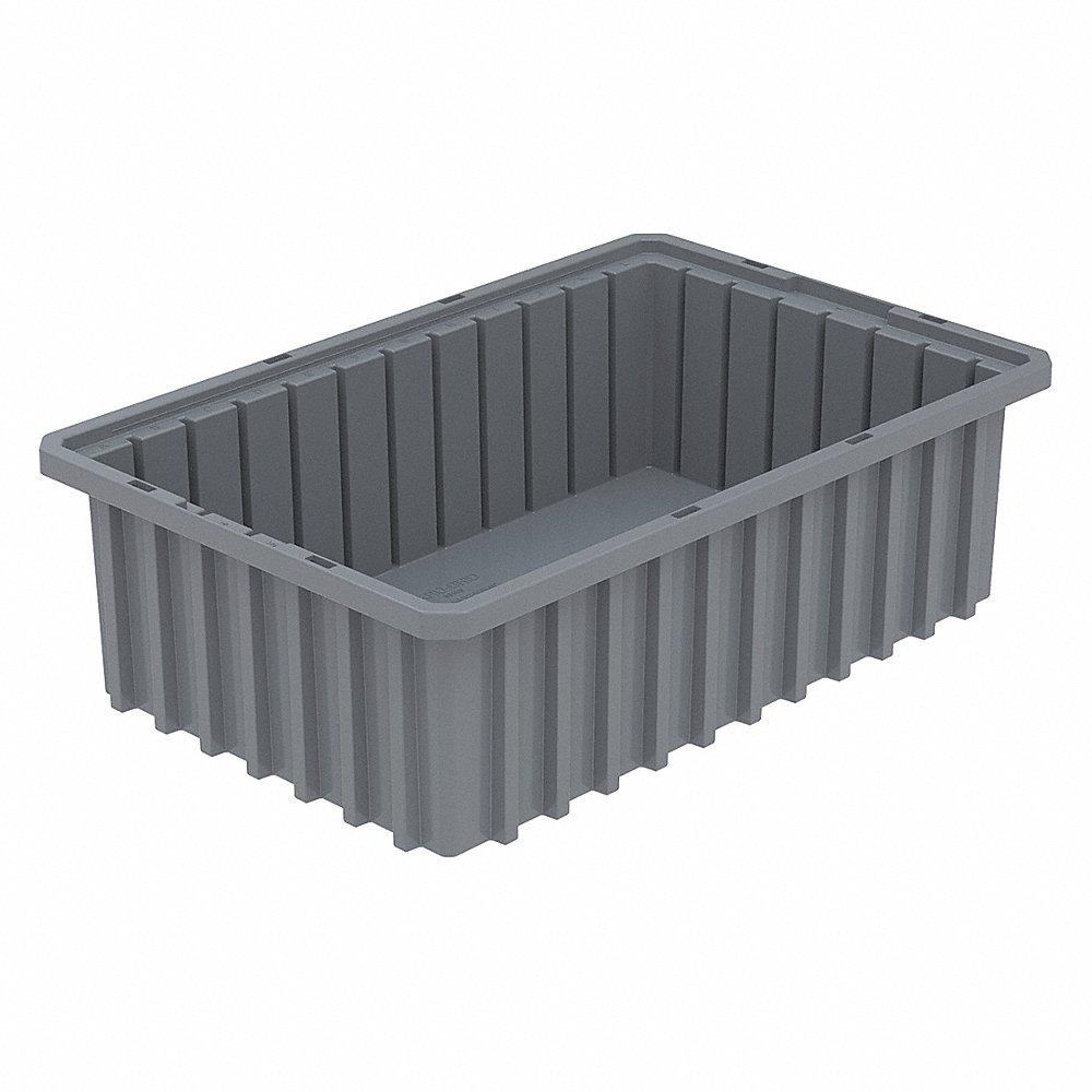 Divider Box, 16 1/2 x 10 7/8 x 5 Inch Size, Gray, Polymer, 7 Long Divider