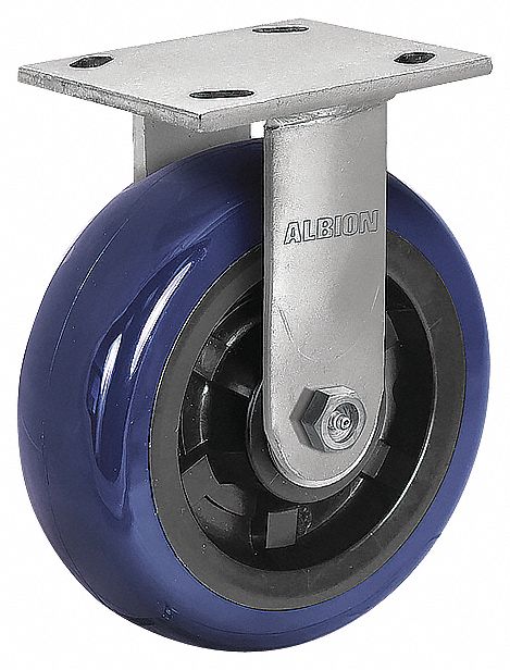 ALBION 120EG04229R Corrosion-Resistant Kingpinless Plate Caster, Rigid, Polyurethane, 600 Lbs. Capacity, 4 Inch Wheel Dia. | CH6HRD 55FE31